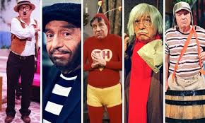 Montagem com cinco personagens de Chespirito lado a lado, entre eles o Chapolin, o Doutor Chapatin e o Chaves